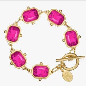 Gold-Tone Bracelet with Fuchsia Gemstones – Allure by